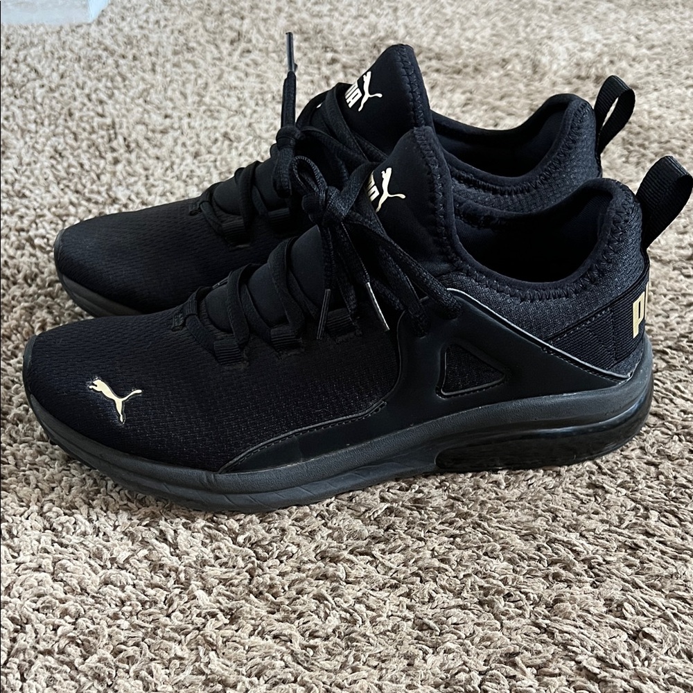 Puma Women's Black and Gold Athletic Shoes